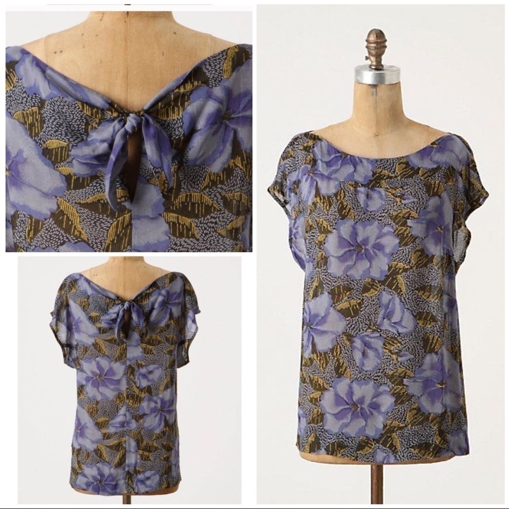 EUC Odille Alyogyne Hibiscus Floral Rayon Blouse 6βββββββ